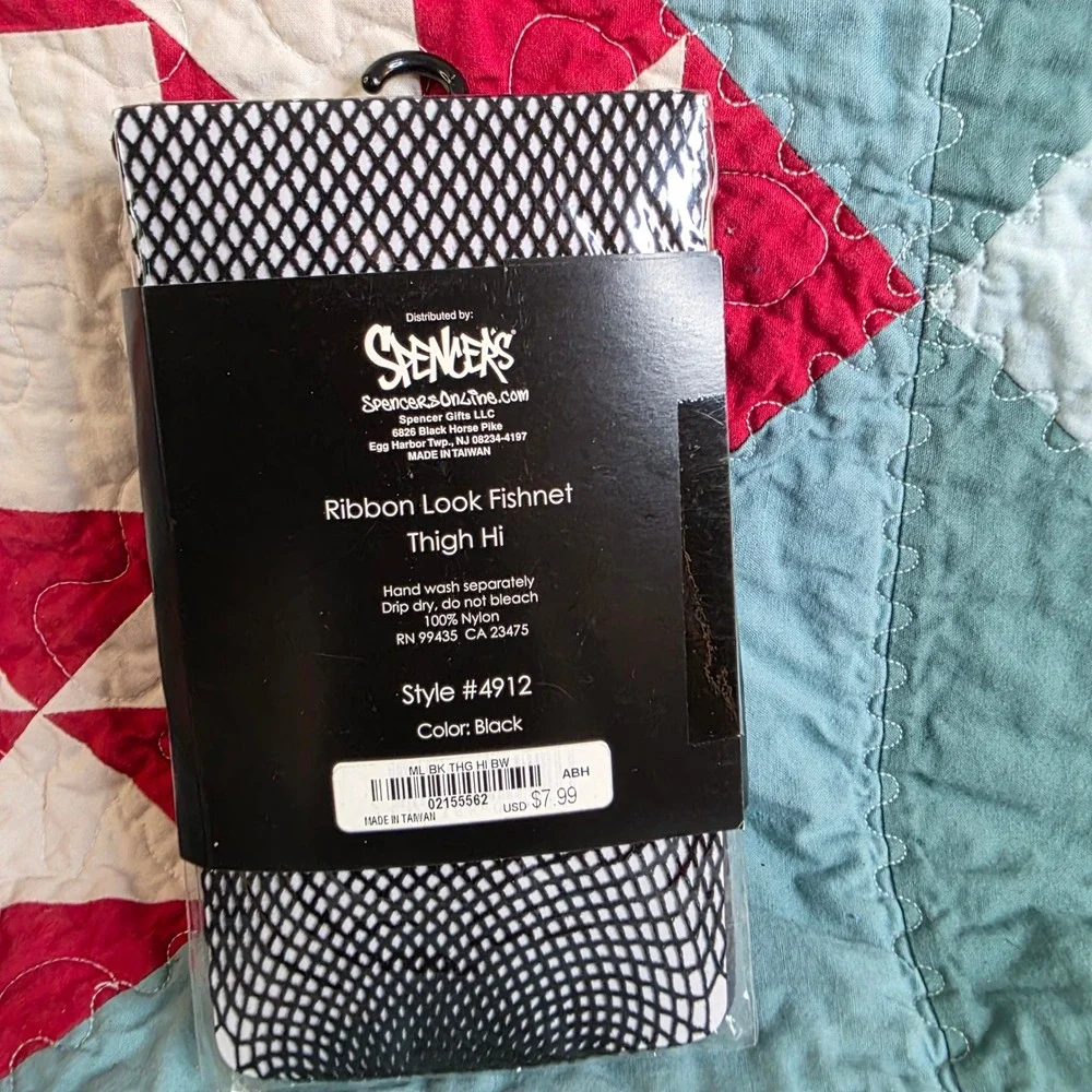 BodyRage Ribbon Look Fishnet Thigh Hi Style 4912 Black Spencers Hosiery New